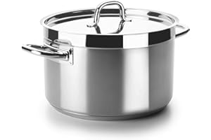 Lacor - 54046 - Cacerola Alta Con Tapa Chef Luxe 46 Cm Inox