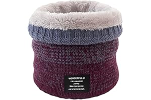 HYUET Cache Cou Tubulaire Hiver Écharpe Circulaire Épais Tour de Cou Tricoté Cache-Cou Doublé de Molleton Thermique Doux Patchwork Écharpe Cou Tube Hommes Femmes Hiver pour Ski Moto Vélo