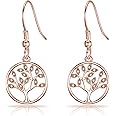 Philip Jones Rose Gold Plated Tree of Life Drop Earrings Created with Crystals from Zircondia®