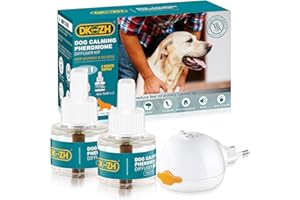 DKundZH Feromoni per Cani Calmanti, 3 in 1 Tranquillit Kit (1 Diffusore + 2 Ricaricha 48ml), Feromoni Tranquillanti Antistress per Cani Ansiosi, Rilassamento per Cani