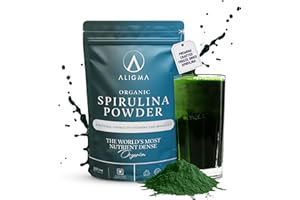 Aligma Organic Spirulina Powder 500g for Immune System Booster - Super Greens Powder Loaded with Vital Nutrients & High in Vitamins, Calcium, Gluten Free & Vegan Protein Powder |Resealable Package