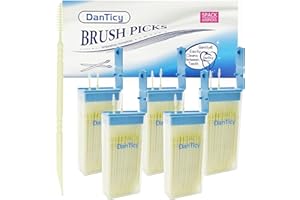 DanTicy Brushpicks Interdental Zahnstocher, weiche Borsten Zahnseide Picks Zahnstocher, hilft entfernt Plaque und Ablagerungen zwischen den Zähnen 600PCS (Packung mit 5) Kokosnuss