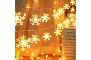 AUAUY Guirlande Lumineuse Flocon de Neige, 6M 40 LED à Piles Fairy Lights, 2 Modes Monochrome et Brillant Guirlande Lumineuse Intérieur, Décoration de Noël Mariage Anniversaire Fête Jardin Chambre
