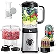 Sangcon Blenders for Kitchen and Food Processor Combo, 5 in 1 Jug Blender for Shakes and Smoothies,3 Speed Control with Pulse 500W for Ice, Fruit, Meat,Vegetable