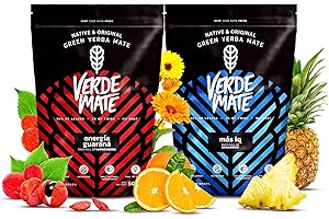 Verde Mate Yerba Mate Energizzante Set 1kg (2x500g) | Guaranà, Ginseng, Ginkgo Biloba | Yerba Mate Verde Brasiliana | Gusto Delicato