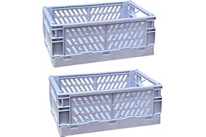 EURXLQ 2 Stück Klappbox,Klappkiste Körbe Aufbewahrung Zusammenklappbarer Tragbar Aufbewahrunskisten Bunt aufbewahrungskiste Geeignet für Küche,Bad,Büro,Schlafzimmer (Blau, 25×16×10cm)