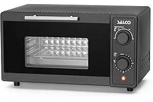 Salco Mini-Backofen | 9 Liter Kapazität | 700W | Mit Timer & Abschaltautomatik | 100-230°C | Grillen, Toasten & Überbacken | Inkl. Alu-Backblech & Rost | Schwarz-Matt