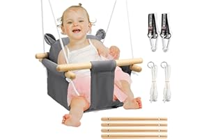 SMGBWAY Babyschaukel, Kinderschaukel, Schaukel Drinnen und Draußen, Holzschaukel für Baby und Kinder, Schaukeln aus Holz, Hängende Indoor-Schaukel für Jungen, Mädchen, 6 Monate bis 5 Jahre, Tragkraft 25kg