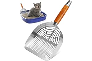 BINYI Pelle Litiere Chat Metal Pelle a Crotte Chat Accessoire 3.5 mm et 5 mm Pelle à Litière pour Chat Cat Litter Scoop avec Manche en Bois pour Animaux Domestiques Chats Chiens Lapin