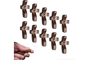 YUNJUHOP cruces de madera de mi corazón de la Tierra Santa, Jesús corazón de madera para aliviar el estrés, regalos impresionantes para el pulgar sosteniendo la cruz (negro, 10 unidades)