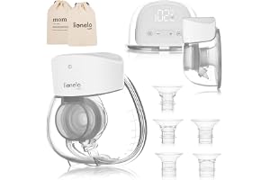 Lionelo Fidi Free Lumi Handsfree Elektrisk Bröstpump, 2-fas, 9 Nivåer, LED | 180 min Batteritid, 6 Flänsstorlekar, BPA-fri, USB-C, LED-Display, För Bekväm Amning och Pumpning Hemma & På Språng