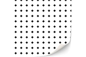 TEXTURKONTOR 3 hojas autoadhesivas de suelo para casas de muñecas, escala 1:12 (blanco con rombos negros)