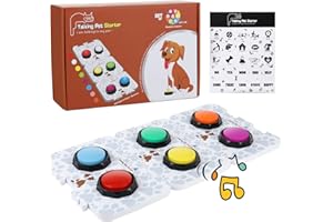 BestAlice Lot de 6 boutons de communication pour chien avec tapis, boutons enregistrables pour chien, buzzers parlants avec autocollants