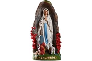 QIANLING Figura católica de Nuestra Señora de Lourdes de 20.3 cm, figura de la Virgen María, de la Gruta, decoración del hogar, estatua de jardín al aire libre (8 pulgadas)