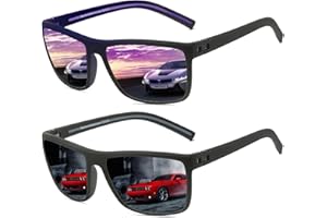 Perfectmiaoxuan Occhiali da sole Polarizzati per uomo donna Guidare la Pesca all'aperto Montatura infrangibile Occhiali Quadrata TR90 Montatura Leggero Protezione UV400 Sunglasses