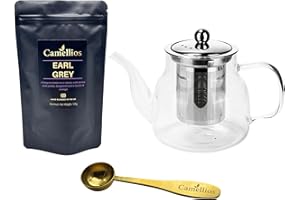 Loose Leaf Gift Set, Heat Resistant Teapot, Tea Measuring Spoon, 100g Loose Leaf Tea, Camellios (Earl Grey)