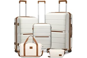 British Traveller Luggage Sets of 3 Lightweight Hard Shell Suitcase Sets with TSA Lock Spinner Wheels 20" 24" 28" Travel Trolley Case, Include 1pcs Travel Bag and 1pcs Toiletry Bag