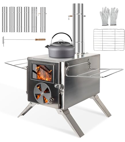 REHOOF Spirit Cooker with Pot, Portable Alcohol Stove, Paste Burner, Stainless Steel Camping Stove for Outdoor and Indoor 2-4 People, No Power Requirement, 10 Inch