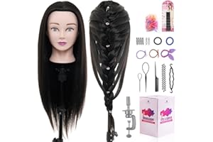 NEVERLAND BEAUTY & HEALTH Neverland 24" Testa per Parrucchieri 50% Capelli Veri Testina Parrucchiere Capelli Veri Testa Parrucchiere Testa per Parrucca Manichino Pratica Modello Con Morsetto & DIY Hair Styling Tools