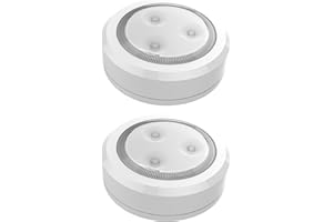 Brilliant Evolution Battery Powered LED Lights - Ultra Thin Wireless Puck Lights, Indoor Lamp for Stairs, Wardrobe, Kitchen & Cupboard - Stick-on Under Cabinet Lighting - 2 Pack