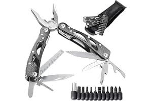 GRIZEF 24 in 1 Multitools Pliers, Stainless Steel Multi Tool with Precision Screwdriver Set, Compact Handheld Multi-Functional Tool, Ideal for DIY Projects, Outdoor Activities, and Home Maintenance (Black)