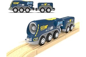 LIBOON Battery Operated Locomotive Train for Wooden Tracks, Powerful Engine Toy Trains Vehicle for Railway Track, Science Fiction Train Car Series Fit All Brands Railroad (Battery Not Included)