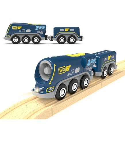 Train En Bois Doux 14 Pièces - Locomotive + 2 Wagons - Animaux Et Fleurs - Dès 0-2 Ans - Montessori