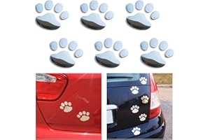 BONFINITY Adesivi Zampe Cane Gatto 3D per Auto Esterni | 6 Stickers Autoadesivi Impronte per Macchina colore Argento Decalcomanie 6cm x 7cm Tuning