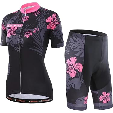 Maillot Cyclisme Femme Été Tenue Cycliste Manche Courte,Vêtements De Velo VTT MTB Jerseys Et Cuissard