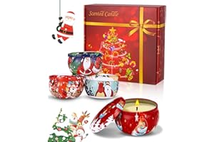 SOBEAU Zestaw 4 świec zapachowych, zestaw świec zapachowych, 2,5 oz, wosk sojowy, świece do aromaterapii, zestaw prezentowy na Boże Narodzenie, prezent urodzinowy