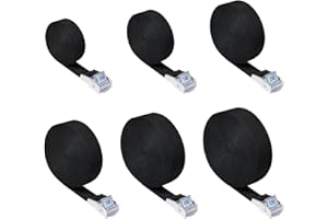 HIQU AND HIST 6 sztuk krótkich, 25 mm szerokości, pasek z grzechotką, długi 0,6 x 1,1,0 x 1,2,0 x 1, 3,0 x 1, 4,0 x 1, 5,0 m x 1, pasek mocujący, regulowany pasek z zapięciem na klips do roweru, motocykla, bagażu