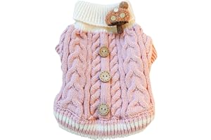 Galatée Suéter para Mascotas, Suéter Cálido para Perros y Gatos, Ropa Cálida De Invierno para Perros y Gatos, Suéter De Punto para Mascotas, Abrigo Cómodo para Mascotas（M, Pink Twist