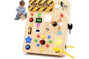 Joyreal Busy Board Montessori âge 2 Ans, Jeux Planche Montessori avec Interrupteurs Lumières LED, Sensoriel éducatif Jouet Montessori, Cadeau Garçons et Filles de 2 3 4 Ans