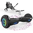 MEGA MOTION Hoverboard Go Kart, Hoverboards with Hoverkart for kids, 6.5 Inch Two-Wheel Self Balancing Hoverboard with Bluetooth Speaker, with LED Lights, Gift for Children and Teenager