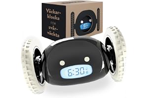 CLOCKY Digital Hög Väckarklocka för tunga sovare på hjul (Vuxna Barn Tonåringar Sovrum) Spring, Rör Dig, Söt, Hoppa, Rulla, V