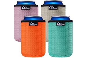 ‎WK IEASON WK IEASON 12oz Standard Can Sleeves Insulators Holder 12OZ Beer Bottle Sleeves Non-Slip Neoprene Can Cooler for Coco cola, White Claw and More 4PC Pack(Orange/Grey//Green)