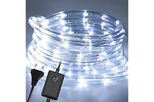 Ansobea 30M Tubo de LED, 220V LED Navidad, Impermeable Luces Exterior Manguera LED, LED Luces de Tira de Manguera con 8 Modos y Controlador,para Decoración Navidad, Blanco Frío
