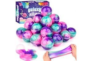 Rowecvce 24 Pack Galaxy Slime Balls for Kids - Stretchy, Non-Sticky, Mess-Free Stress Relief Toys, Party Favors, Classroom Rewards, Goodie Bag Stuffers for Boys & Girls