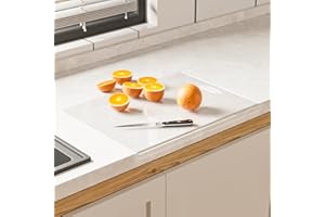 LOFTPLUS Transparente Tabla de Cortar de Acrílico - 5 mm de Grosor Antideslizante Tablas Para Picar con Labio en Contra, con Asa, Tablas de Cortar de Cocina, Para Pan, Frutas y Verduras (48 x 37 cm)