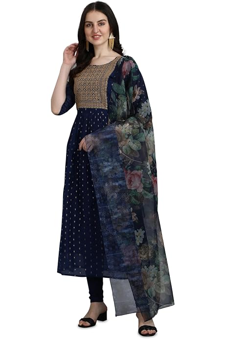 Salwar Kameez Damen STELLACOUTURE Damen Ready To Wear Embroidered Plus Size Eid Festival Pakistani Salwar Kameez Anzug Für Frauen 1012-O, Blau, 40 Punjabi Suit For Women