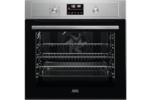 AEG 3000 Series SurroundCook Built In Oven, BPX535061M, 72L, Pyrolytic Self Clean, LED Display, Multilevel Cooking, Stainless Steel, Anti-fingerprint, Fast Heat Up, Grill, Pizza Setting, Defrost, A+