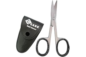 YSCARE Cuticle Nail Scissors Curved Blade Stainless Steel Beauty Scissors for Manicure Pedicure Grooming, Finger & Toe Nail Eyebrows, Nose, Beard, Hair Trimming (Silver)