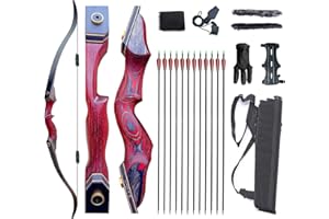 Monleap Archery 60" Takedown Hunting Recurve Bow and Arrows Set for Adults & Youth Longbow Kit Competition Survival Targeting Shooting Right HandLaminated Wooden Riser 30lb-60LB