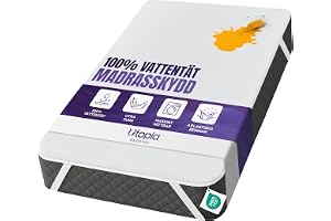 Utopia Bedding vattentätt madrasskydd – 140 x 200 cm, Oeko-Tex-certifierat andningsaktivt madrasskydd med elastiska hörnband