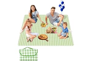 HOUYA-TEC 200cm*200cm Coperta picnic impermeabile，Stuoia Campeggio，Portatile Tappetino da Spiaggia Pieghevole,Coperta da Picnic con Manici per Campeggio All'aperto,Viaggi,Parchi，Spiaggia, Prato (verde, L)