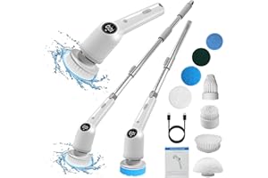 YAHAMOO Elektrische Reinigungsbürste, Elektrische Bürste mit 8 Bürstenköpfe, 3 einstellbare Geschwindigkeit, Led Anzeige Spin Scrubber für Tiefe reinigen von Fliesen,Küche,Grille,Glas, Bad