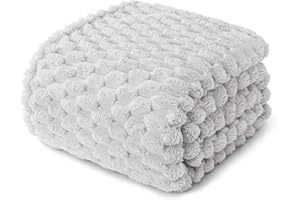 Whale Flotilla Manta mullida con estampado jacquard 3D, exquisita y cálida manta para todas las estaciones, 150 x 200 cm, gris claro