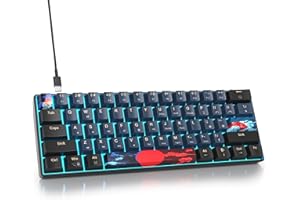 SOLIDEE 60% Mechaniczna Klawiatura Gamingowa,61 klawiszy przewodowa mechaniczna klawiatura z podświetleniem LED o chłodnym niebieskim świetle,kompaktowa ergonomiczna klawiatura(61 Blue Samurai)