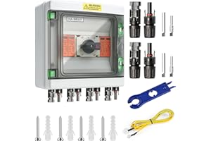 VEXNOOK Überspannungsschutz PV DC 1000V 32A - Solar Anschlusskasten, Trennschalter Blitzschutz, 2 String (2 In 2 Out) Mit IP65 Solar PV Anschlusskasten Für PV Anlage Komplettset