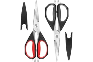 LIVINGO Kitchen Scissors, 2 Pack 9.25" Utility Multipurpose Poultry Shears Heavy Duty Dishwasher Safe, Come Apart Sharp Stainless Steel Cooking Food Scissors for Cutting Meat, Chicken, Vegetable, Fish